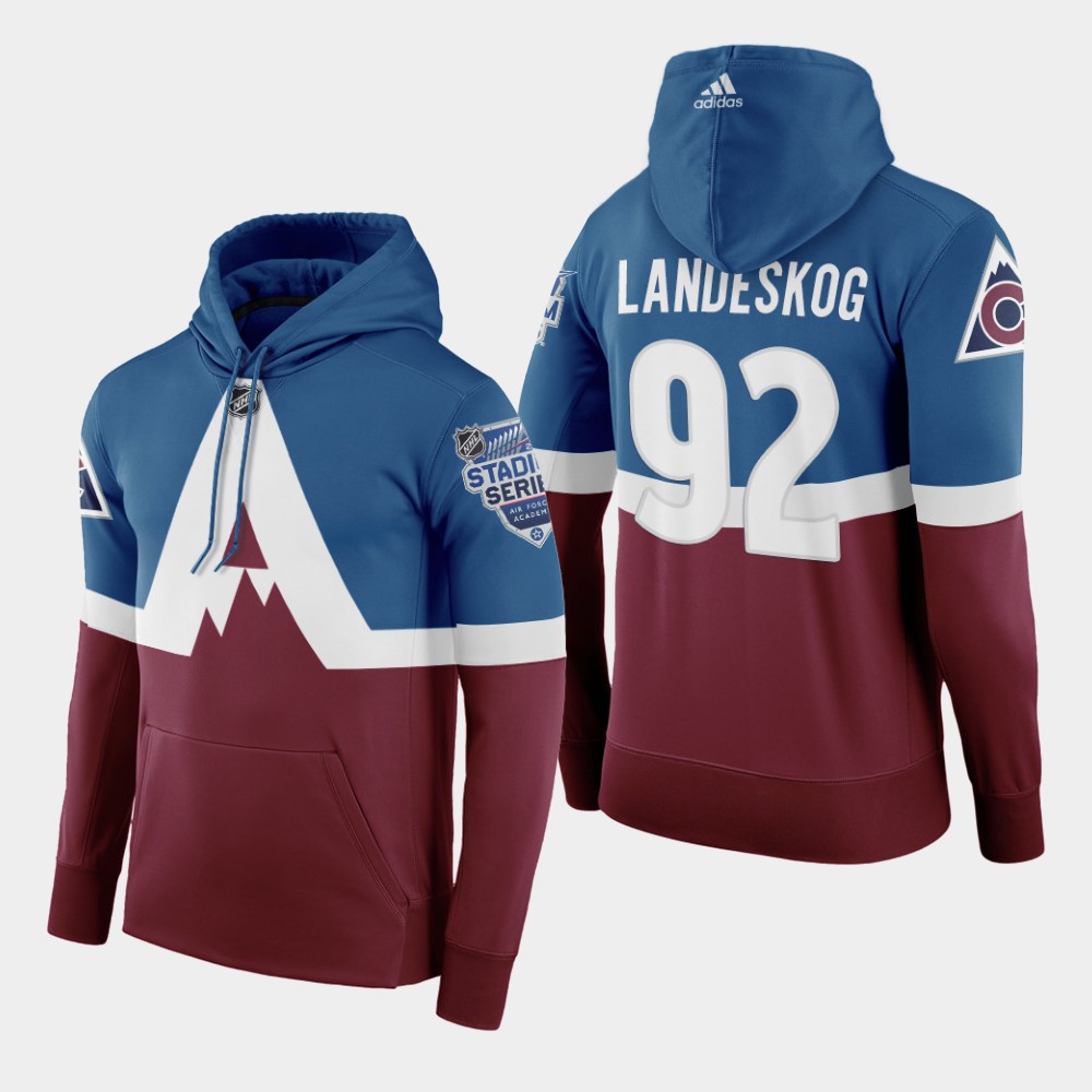 Adidas Colorado Avalanche #92 Gabriel Landeskog Men's Burgundy 2020 Stadium Series Hoodie